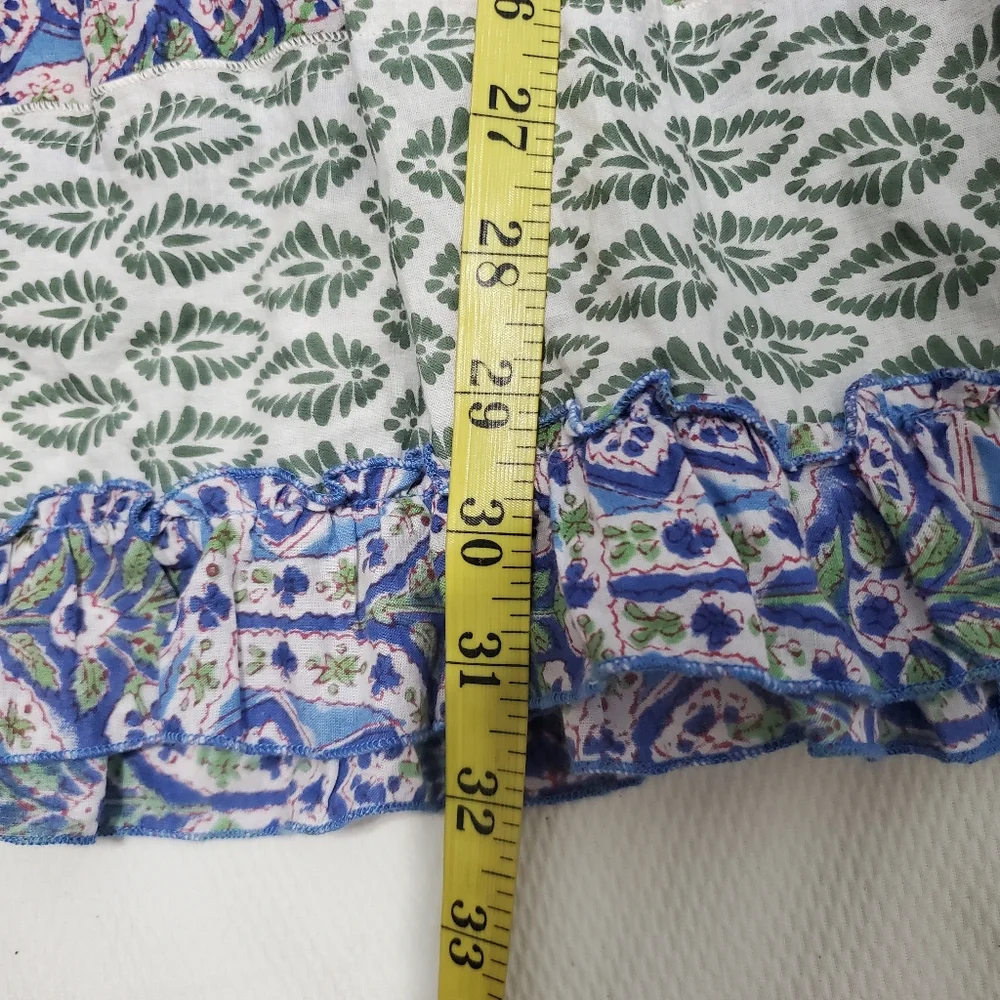 Anthropologie Duet Frill Tiered Mini Dress Cover-Up Blue Multi Small - Picture 12 of 13